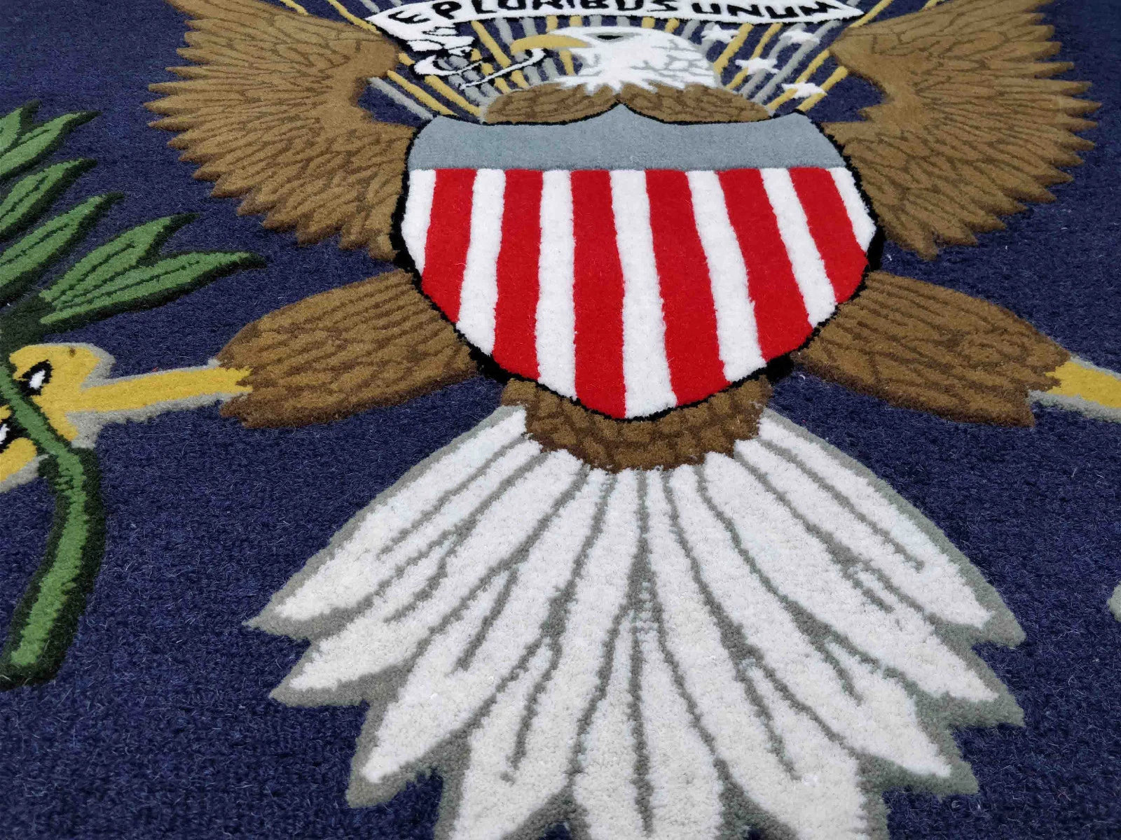 US Logo Flag 8'x8' Eagle Pluribus President Handmade Tufted 100% Wool Area Rugs